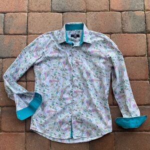 Preppy Paisley Print Button Down Long Sleeve Shirt